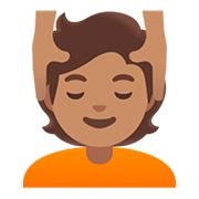 💆🏽 Emoji Person, die eine Kopfmassage bekommt: mittlere Hautfarbe Google Android 11.0.