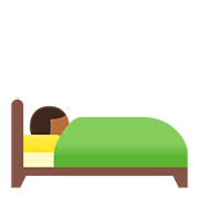 🛌🏾 Emoji Pessoa Deitada Na Cama: Pele Morena Escura na Google Android 11.0.