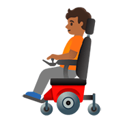 🧑🏾‍🦼 Emoji Pessoa Em Cadeira De Rodas Motorizada: Pele Morena Escura na Google Android 11.0.