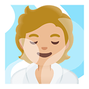 Emoji 🧖🏼 Persona In Sauna: Carnagione Abbastanza Chiara su Google Android 11.0.