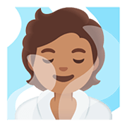 Emoji 🧖🏽 Persona In Sauna: Carnagione Olivastra su Google Android 11.0.
