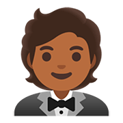 🤵🏾 Emoji Person im Smoking: mitteldunkle Hautfarbe Google Android 11.0.