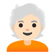 🧑🏻‍🦳 Emoji Erwachsener: helle Hautfarbe, weißes Haar Google Android 11.0.