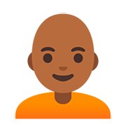 🧑🏾‍🦲 Emoji Erwachsener: mitteldunkle Hautfarbe, Glatze Google Android 11.0.