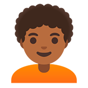 🧑🏾‍🦱 Emoji Pessoa: Pele Morena Escura E Cabelo Cacheado na Google Android 11.0.