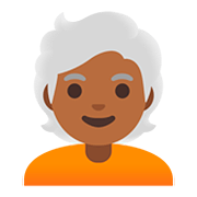 🧑🏾‍🦳 Emoji Erwachsener: mitteldunkle Hautfarbe, weißes Haar Google Android 11.0.
