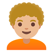 🧑🏼‍🦱 Emoji Erwachsener: mittelhelle Hautfarbe, lockiges Haar Google Android 11.0.
