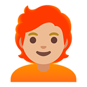 🧑🏼‍🦰 Emoji Erwachsener: mittelhelle Hautfarbe, rotes Haar Google Android 11.0.