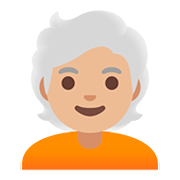 Emoji 🧑🏼‍🦳 Persona: Carnagione Abbastanza Chiara E Capelli Bianchi su Google Android 11.0.