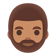 Emoji 🧔🏽 Uomo Con La Barba: Carnagione Olivastra su Google Android 11.0.