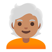 Emoji 🧑🏽‍🦳 Persona: Carnagione Olivastra E Capelli Bianchi su Google Android 11.0.