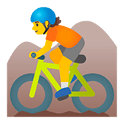 Emoji 🚵 Ciclista Di Mountain Bike su Google Android 11.0.