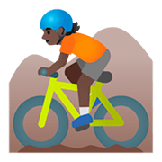 Emoji 🚵🏿 Ciclista Di Mountain Bike: Carnagione Scura su Google Android 11.0.