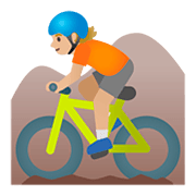 🚵🏼 Emoji Pessoa Fazendo Mountain Bike: Pele Morena Clara na Google Android 11.0.