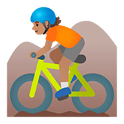 🚵🏽 Emoji Persona En Bicicleta De Montaña: Tono De Piel Medio en Google Android 11.0.