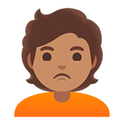 🙎🏽 Emoji schmollende Person: mittlere Hautfarbe Google Android 11.0.