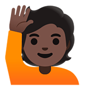 🙋🏿 Emoji Person mit erhobenem Arm: dunkle Hautfarbe Google Android 11.0.