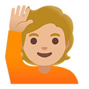 🙋🏼 Emoji Pessoa Levantando A Mão: Pele Morena Clara na Google Android 11.0.