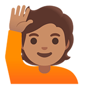 Émoji 🙋🏽 Personne Qui Lève La Main : Peau Légèrement Mate sur Google Android 11.0.
