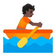 Émoji 🚣🏿 Personne Ramant Dans Une Barque : Peau Foncée sur Google Android 11.0.