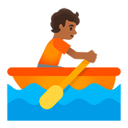🚣🏾 Emoji Person im Ruderboot: mitteldunkle Hautfarbe Google Android 11.0.
