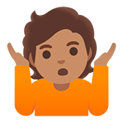 🤷🏽 Emoji schulterzuckende Person: mittlere Hautfarbe Google Android 11.0.