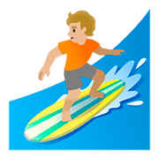 🏄🏼 Emoji Persona Haciendo Surf: Tono De Piel Claro Medio en Google Android 11.0.