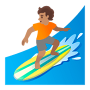Émoji 🏄🏽 Personne Faisant Du Surf : Peau Légèrement Mate sur Google Android 11.0.