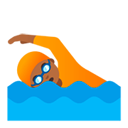 🏊🏾 Emoji Pessoa Nadando: Pele Morena Escura na Google Android 11.0.