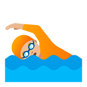 🏊🏼 Emoji Persona Nadando: Tono De Piel Claro Medio en Google Android 11.0.