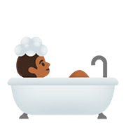 Emoji 🛀🏾 Persona Che Fa Il Bagno: Carnagione Abbastanza Scura su Google Android 11.0.
