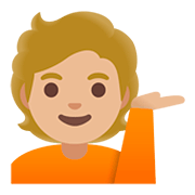 Emoji 💁🏼 Persona Al Punto Informazioni: Carnagione Abbastanza Chiara su Google Android 11.0.