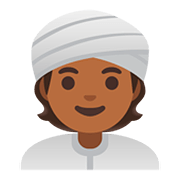 👳🏾 Emoji Persona Con Turbante: Tono De Piel Oscuro Medio en Google Android 11.0.