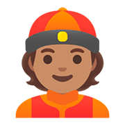 👲🏽 Emoji Mann mit chinesischem Hut: mittlere Hautfarbe Google Android 11.0.