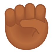 ✊🏾 Emoji erhobene Faust: mitteldunkle Hautfarbe Google Android 11.0.