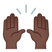 🙌🏿 Emoji Manos Levantadas Celebrando: Tono De Piel Oscuro en Google Android 11.0.