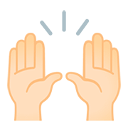 🙌🏻 Emoji zwei erhobene Handflächen: helle Hautfarbe Google Android 11.0.