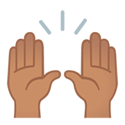 🙌🏽 Emoji Manos Levantadas Celebrando: Tono De Piel Medio en Google Android 11.0.