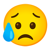 😥 Emoji trauriges aber erleichtertes Gesicht Google Android 11.0.