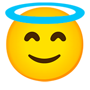 Emoji 😇 Faccina Con Sorriso E Aureola su Google Android 11.0.