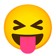 Emoji 😝 Faccina Con Un Gran Sorriso Che Mostra La Lingua su Google Android 11.0.