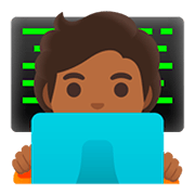 Emoji 🧑🏾‍💻 Persona Esperta Di Tecnologia: Carnagione Abbastanza Scura su Google Android 11.0.