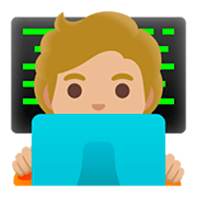 Emoji 🧑🏼‍💻 Persona Esperta Di Tecnologia: Carnagione Abbastanza Chiara su Google Android 11.0.
