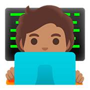 🧑🏽‍💻 Emoji IT-Experte/IT-Expertin: mittlere Hautfarbe Google Android 11.0.