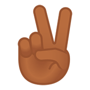 ✌🏾 Emoji Mão Em V De Vitória: Pele Morena Escura na Google Android 11.0.