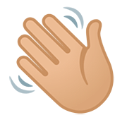 👋🏼 Emoji Mão Acenando: Pele Morena Clara na Google Android 11.0.