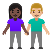 Emoji 👩🏿‍🤝‍👨🏼 Uomo E Donna Che Si Tengono Per Mano: Carnagione Scura E Carnagione Abbastanza Chiara su Google Android 11.0.