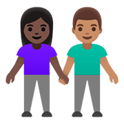 👩🏿‍🤝‍👨🏽 Emoji Homem E Mulher De Mãos Dadas: Pele Escura E Pele Morena na Google Android 11.0.