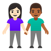 👩🏻‍🤝‍👨🏾 Emoji Mann und Frau halten Hände: helle Hautfarbe, mitteldunkle Hautfarbe Google Android 11.0.