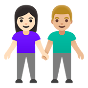 👩🏻‍🤝‍👨🏼 Emoji Mann und Frau halten Hände: helle Hautfarbe, mittelhelle Hautfarbe Google Android 11.0.
